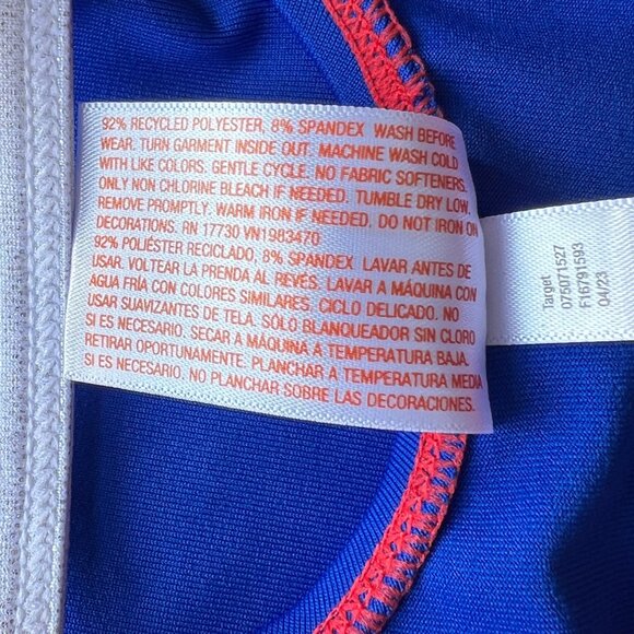 Cat & Jack Red Blue Sparkle Rhinestone Tank Leotard Wicking Fabric Girls L 10/12 - Picture 7 of 7